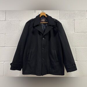 MICHAEL KORS Black Wool Button Up Pea Coat Men’s Size X Large